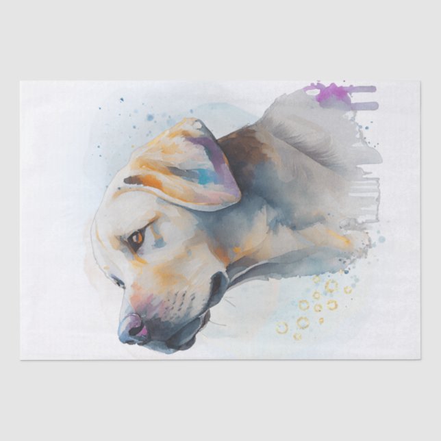 Papel De Seda Labrador Dog Watercolor (Frente )