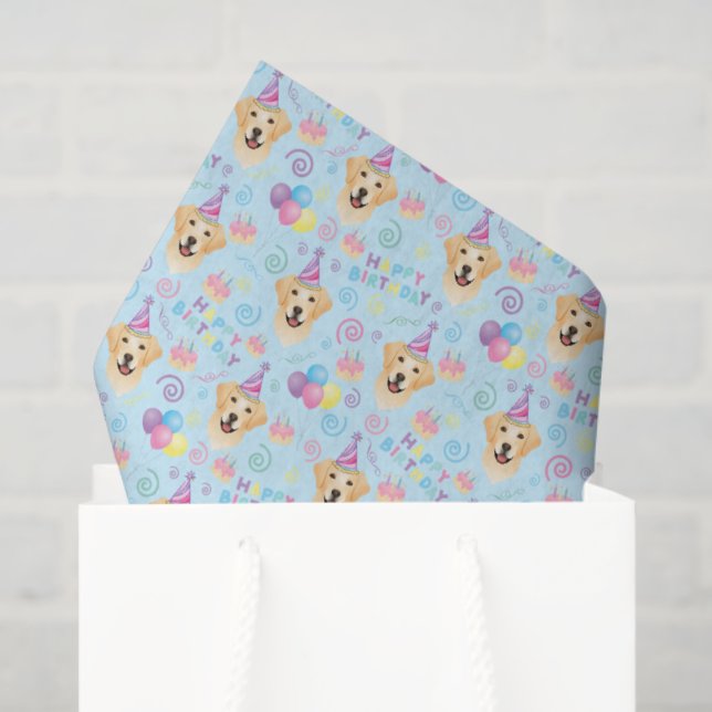 Papel De Seda Labrador Retriever Tissue Paper in Blue (Sacola de presentes)