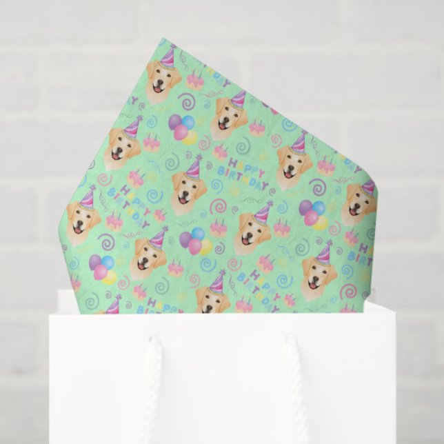 Papel De Seda Labrador Retriever Tissue Paper in Green (Sacola de presentes)