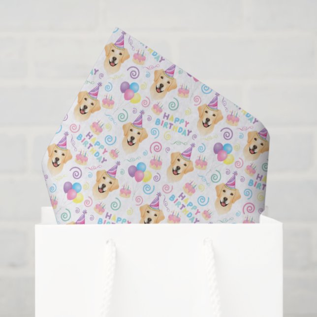 Papel De Seda Labrador Retriever Tissue Paper in White (Sacola de presentes)