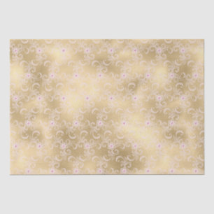 Papel De Seda Lace Floral Dourado e rosa elegante