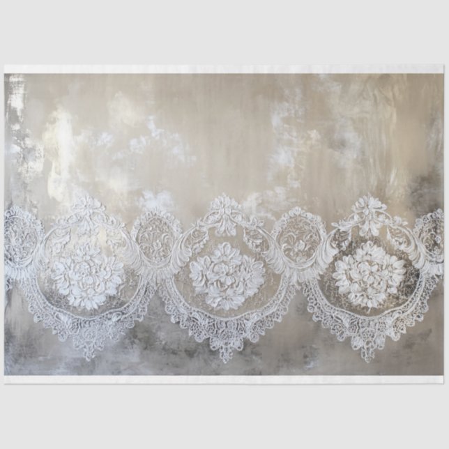 Papel De Seda Lace Patina, texturizado Fundo Beige (Frente )