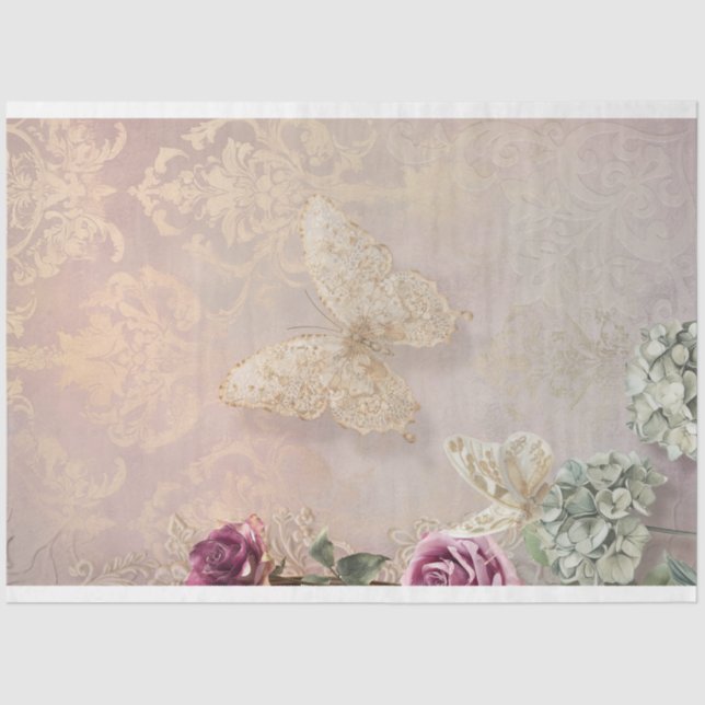 Papel De Seda Lace Reverie Butterfly, Damask, Fantasia Floral (Frente )