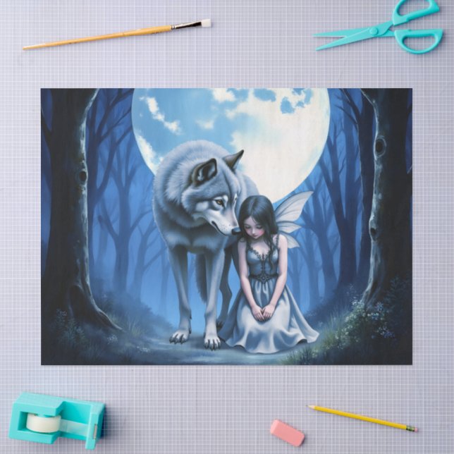 Papel De Seda Laço ao Luar – O Lobo e a Fada Gótica.   (Arte )
