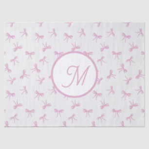 Papel De Seda Laço de água-forte rosa Coquete franzido monograma