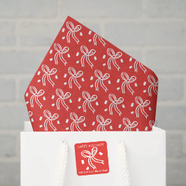 Papel De Seda Laco de Fita Doodle CHRISTMAS Férias Vermelho Bran