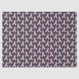 Papel De Seda Laço Rosa no Preto - Conscientização do Câncer de 
