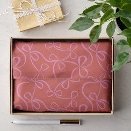 Papel De Seda Laços de Fita Rosa em Férias Modernas Vermelhas