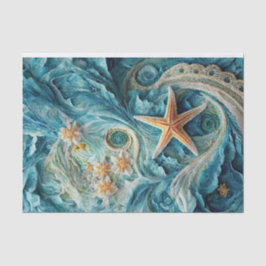 Papel De Seda Lacy SeaStars, Ocean Waves e Starfish