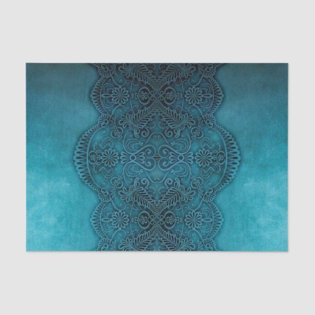 Papel De Seda Lacy Turquoise Grunge Decoupage (Frente )