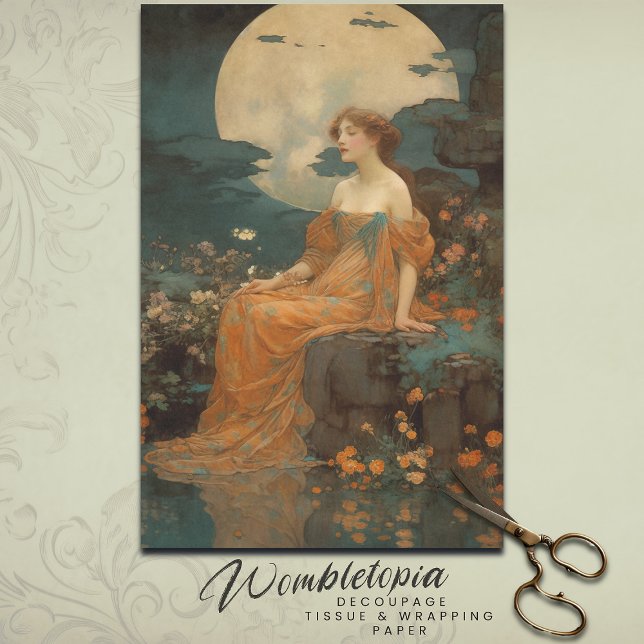 Papel De Seda Lady by Moonlight, Art Nouveau Decoupage (Criador carregado)