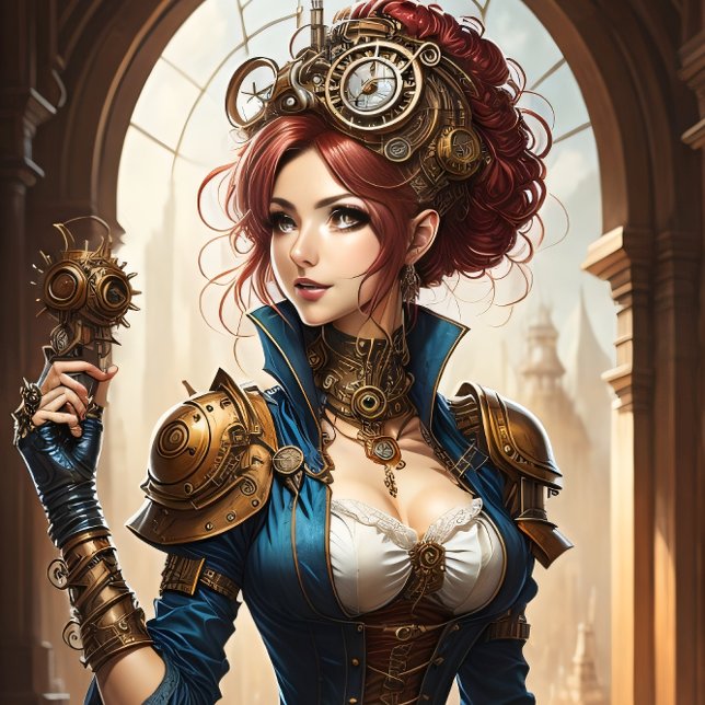 Papel De Seda Lady Cyborg mechanics steampunk v1 (Criador carregado)