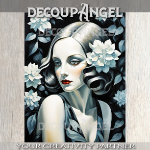Papel De Seda Lady e Hydrangeas na arte deco - Desligar -