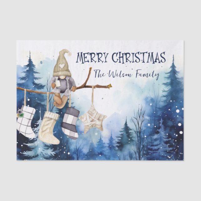 Papel De Seda Lady Gnome Blue Forest Feliz Natal (Frente )