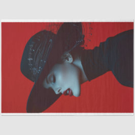 Papel De Seda Lady in Black Music Note Crimson Cadence Decoupage