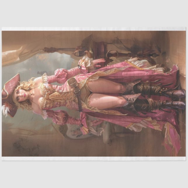 Papel De Seda Lady Pirate na Rua Rosa Rosa Rosa (Frente )