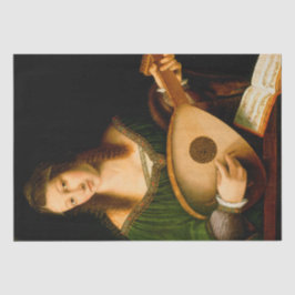 Papel De Seda Lady Playing Lute Fine Art Renaissance Painting