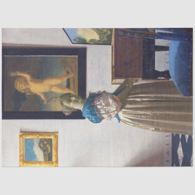 Papel De Seda Lady Standat a Virginal, Johannes Vermeer (Frente )