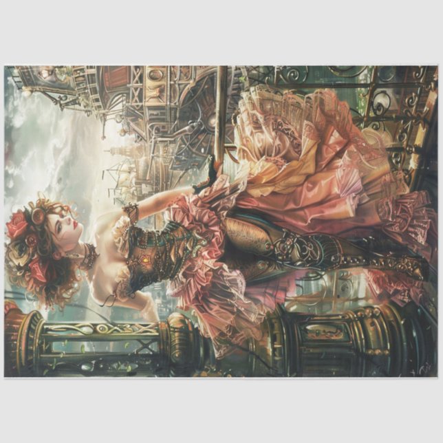 Papel De Seda Lady Steampunk Victoriana (Frente )