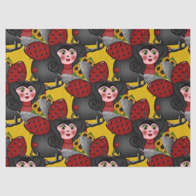 Papel De Seda Ladybug e girassóis-Diagonal-Amarelo-1- (Frente )