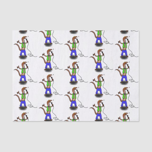 Papel De Seda Lagarto engraçado cantando com desenho de microfon (Frente )