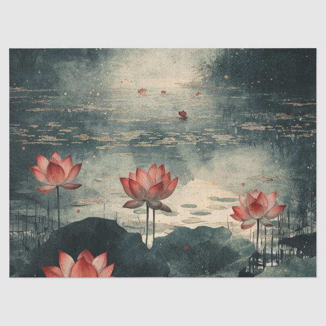 Papel De Seda Lago de Lótus ao Luar (2) (Frente )