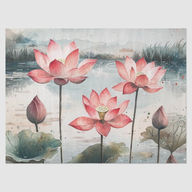 Papel De Seda Lago de Lótus ao Luar (7) (Frente )