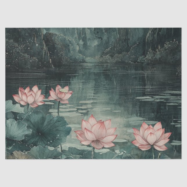 Papel De Seda Lago Lotus ao Luar (8) (Frente )