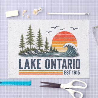 Papel De Seda Lago Ontario Vintage Grandes Lagos Vida no Lago