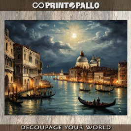 Papel De Seda Lagoa de Veneza sob a luz da Lua