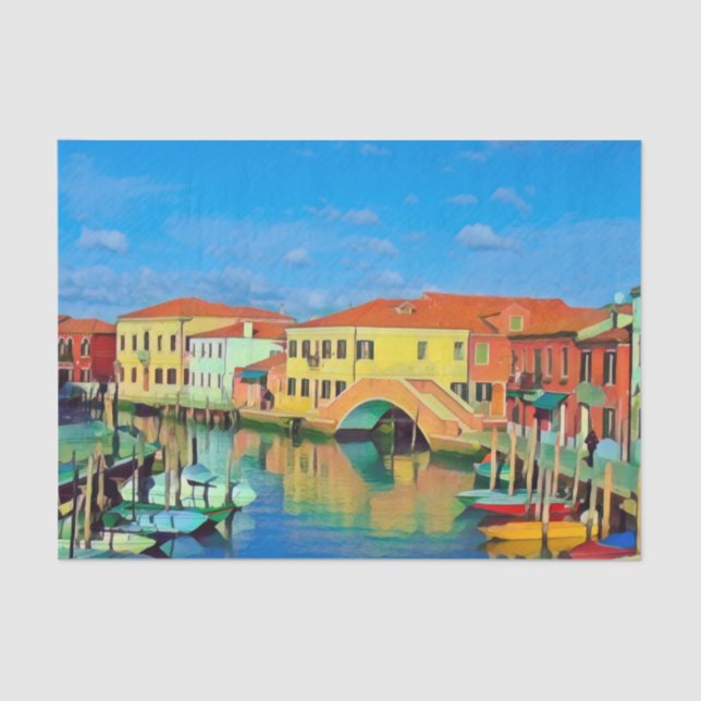 Papel De Seda Lagoa veneziana - MURANO - panorama (Frente )