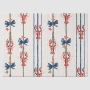Papel De Seda Lagosta Patriótica Vermelha, Branca e Azul Estrela