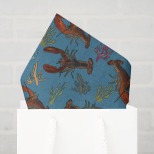 Papel De Seda Lagostas no padrão do mar ilustradas