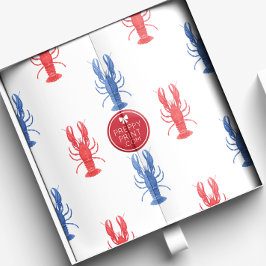 Papel De Seda Lagostas Vermelhos e Azuis