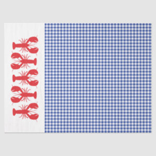 Papel De Seda Lagostas Vermelhos Festa Costeira de Gingham Branc