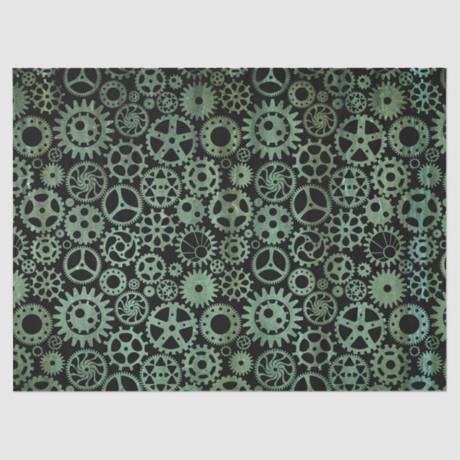Papel De Seda Lágrimas de Bronze Steampunk Verdigris (Frente )