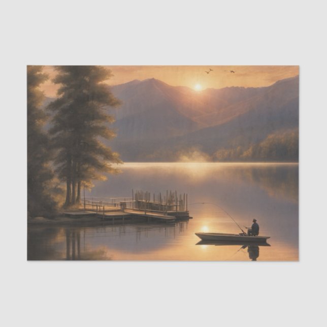 Papel De Seda Lake at sunset Decoupage Tissue Papoer (Frente )