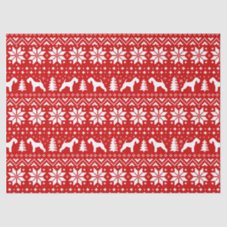Papel De Seda Lakeland Terrier Silhouettes Padrão de Natal Verme