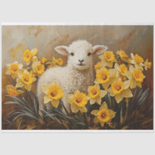 Papel De Seda Lâmpada branca com daffodils amarelos pintando a d