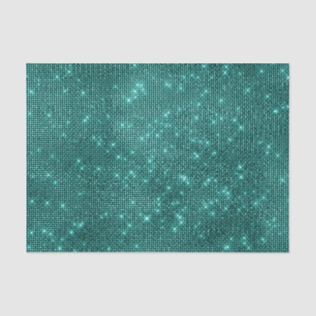 Papel De Seda Lantejoulas Turquesa Glam (Frente )