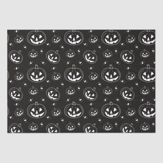 Papel De Seda Lanternas Black Halloween e White Jack-O' (Frente )