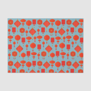 Papel De Seda Lanternas de vermelho e ouro chinesas