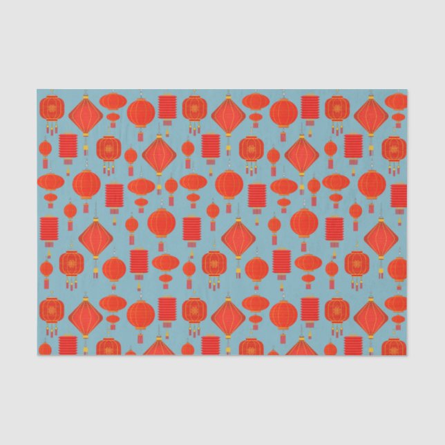 Papel De Seda Lanternas de vermelho e ouro chinesas (Frente )