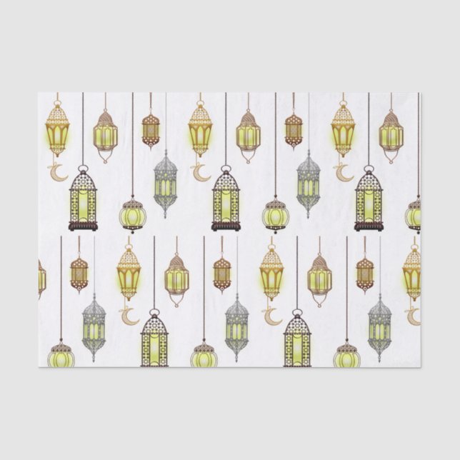 Papel De Seda Lanternas Ramadan Mubarak Oriental Árabe Muçulmano (Frente )