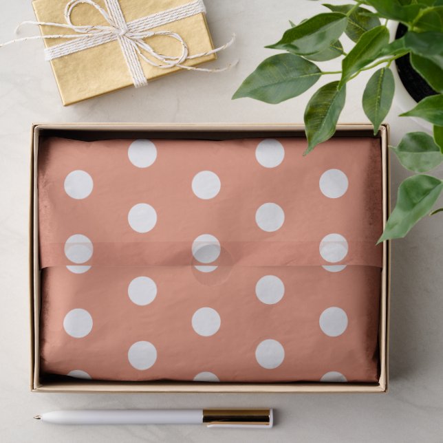 PAPEL DE SEDA LARANJA BRANCO BOLINHA PERSONALIZADO COM ESTILO SI (Presente)