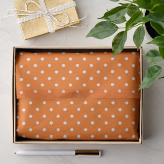Papel De Seda Laranja Com Bolinhas Brancas