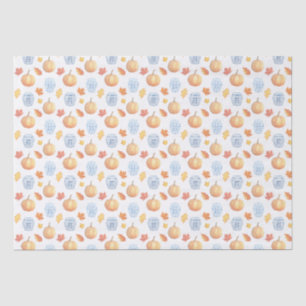 Papel De Seda Laranja e Azul Clássicos, Folhas de Outono com Abó