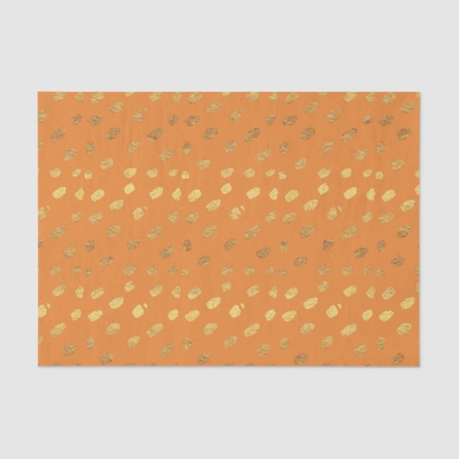 Papel De Seda Laranja Elegante e Dourado (Frente )