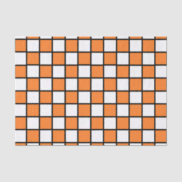 Papel De Seda Laranja esboçada Checkered e preto
