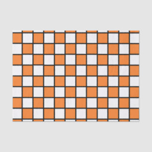 Papel De Seda Laranja esboçada Checkered e preto